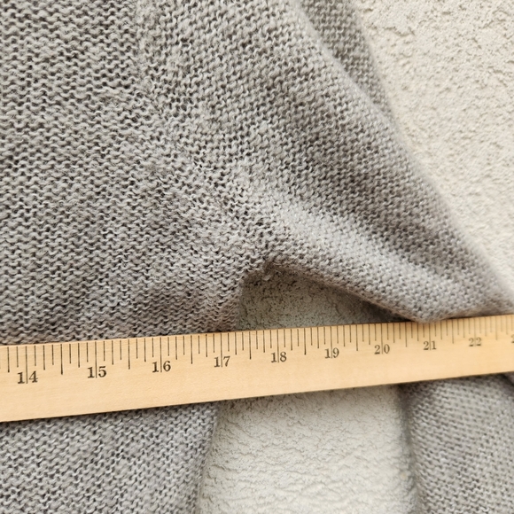PRANA Womens Shelby Poncho Sweater Small Gray Wool Cable Knit Boho Fringe Top - Picture 8 of 10